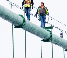 Steeplejacks, Changing lights on the Mackinac Bridge to blue for Autism Awareness.